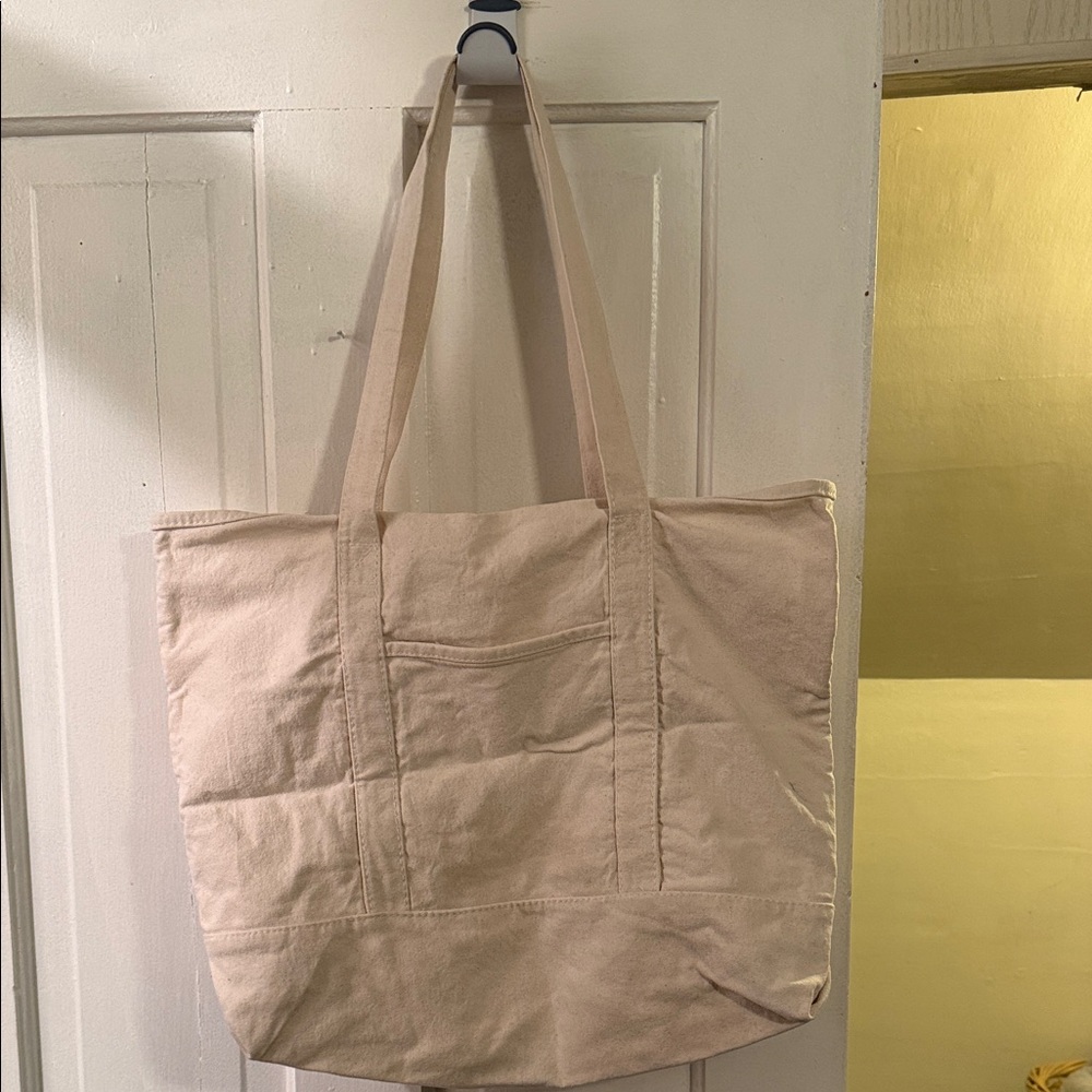 Stylish Cream Linen Tote Bag